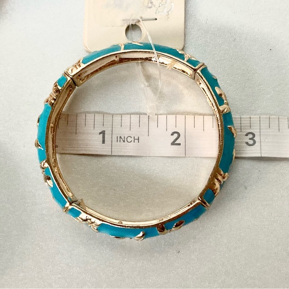 Elegant Gold and Turquoise orange tone Bangle Set of 3 - Picture 6 of 6
